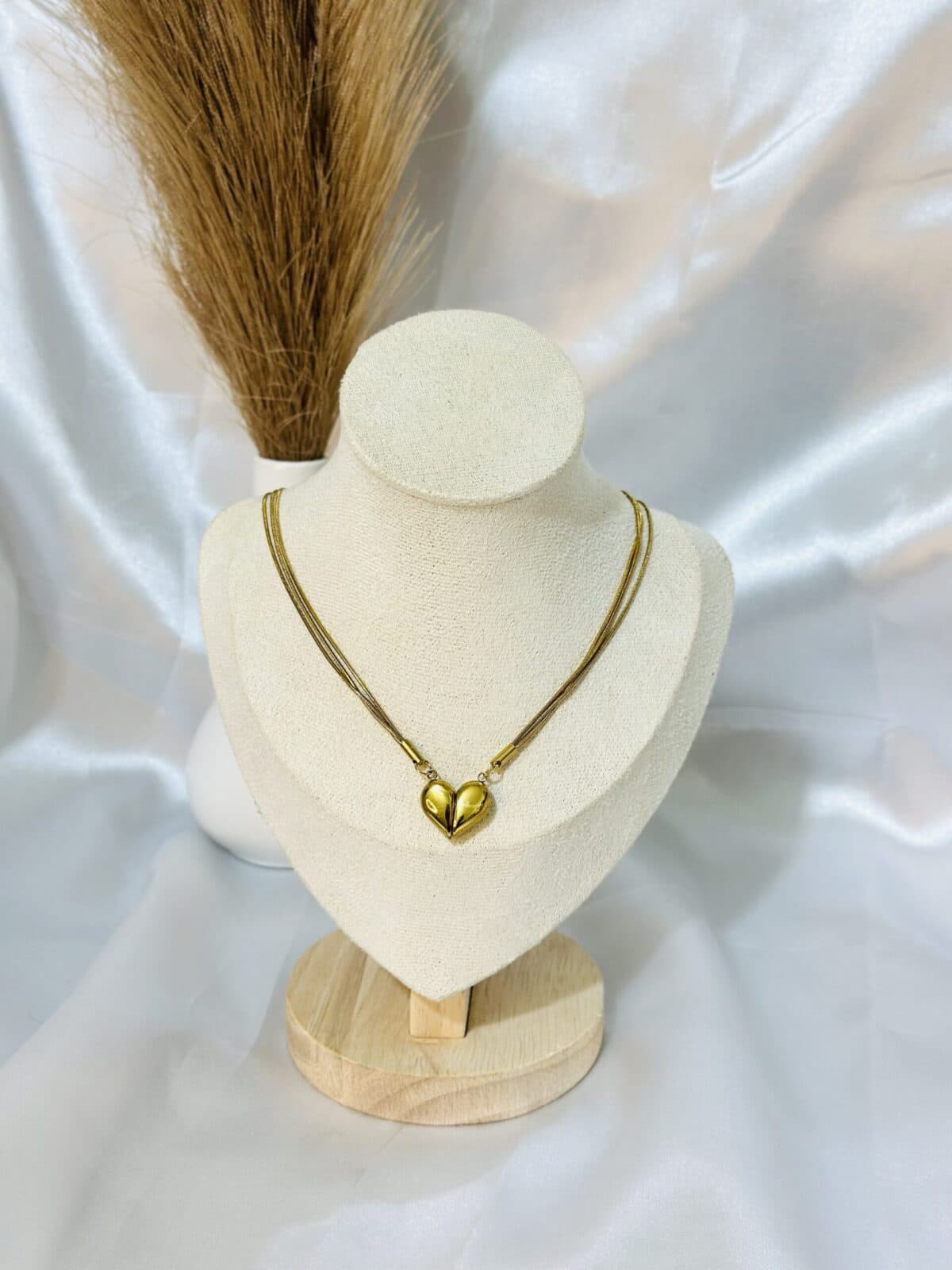 Anti Tarnish Eternal Heart Dual Chain Necklace