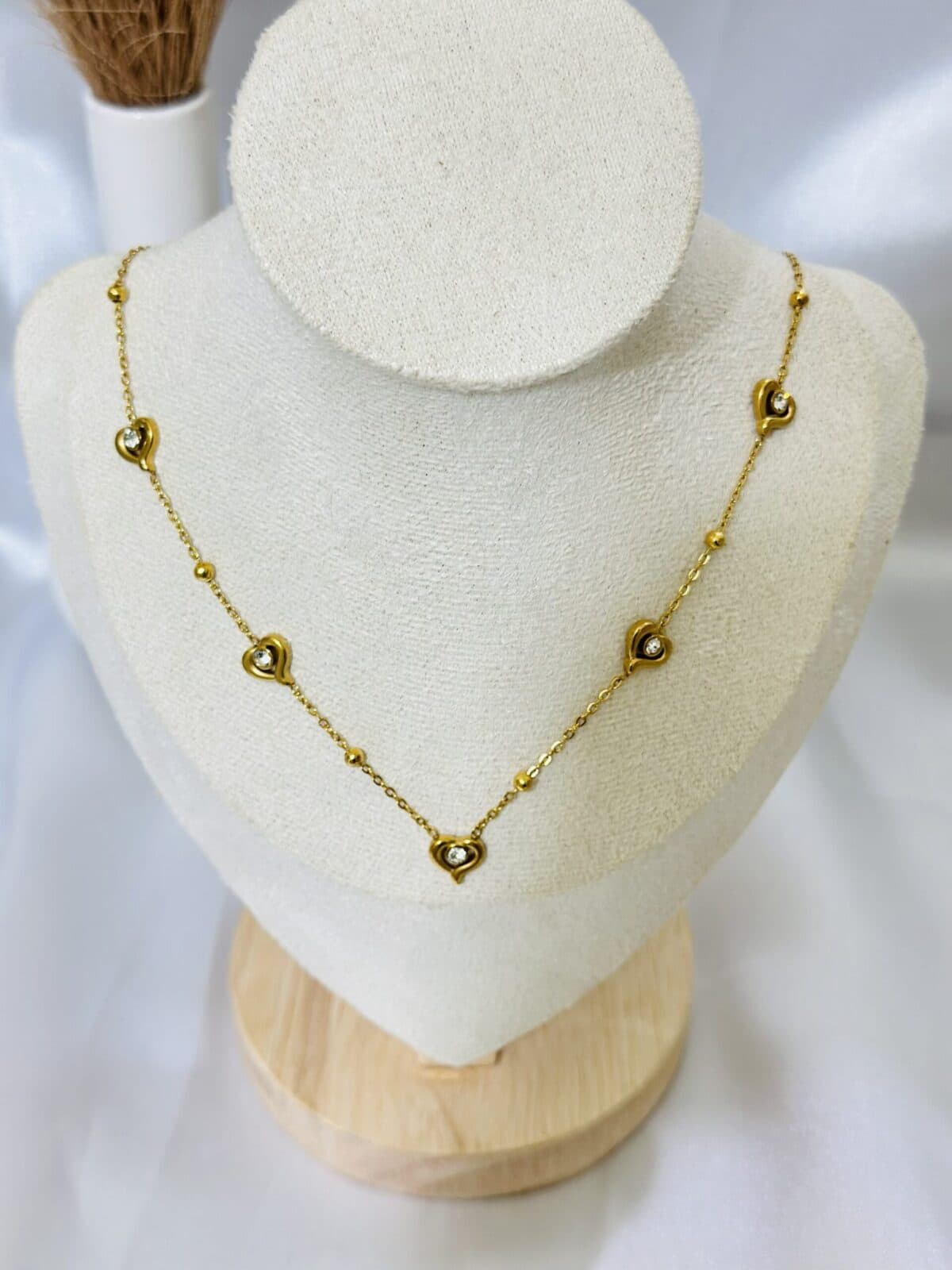 Anti Tarnish Mini Heart Crystal Station Necklace