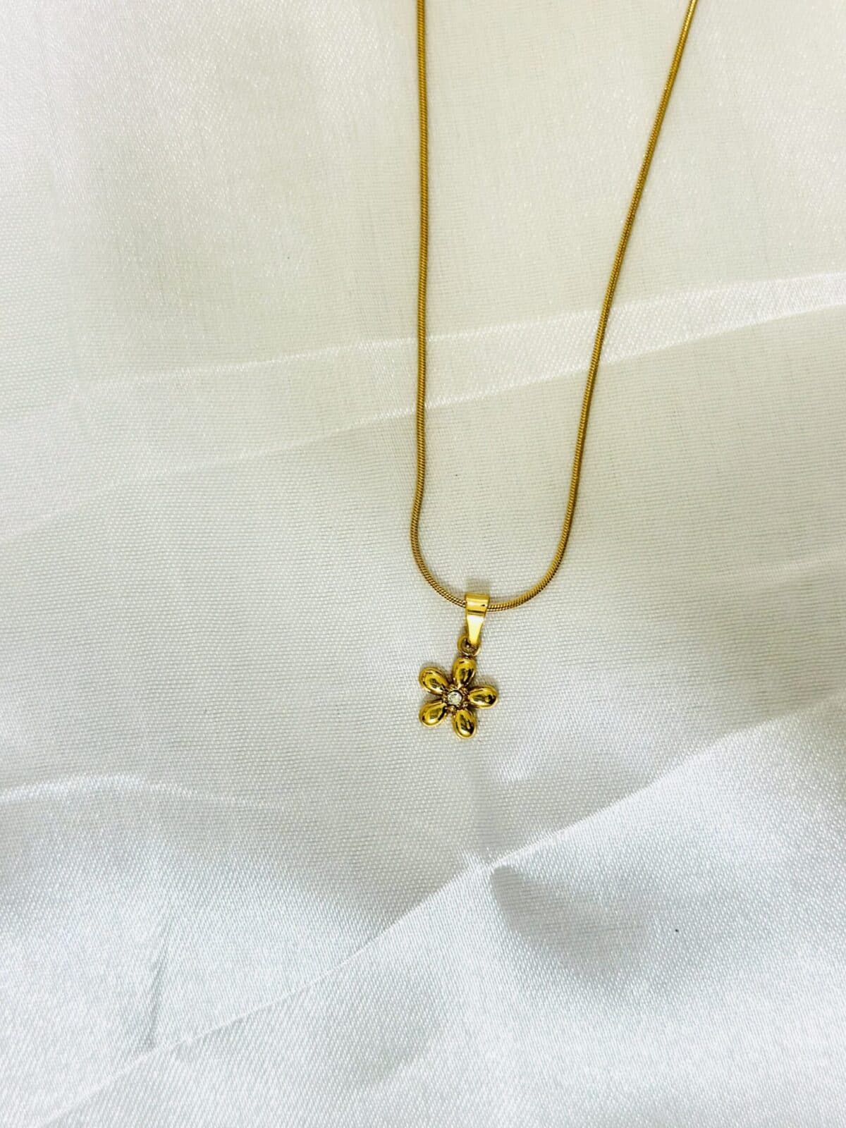 Anti Tarnish Golden Blossom Pendant Necklace