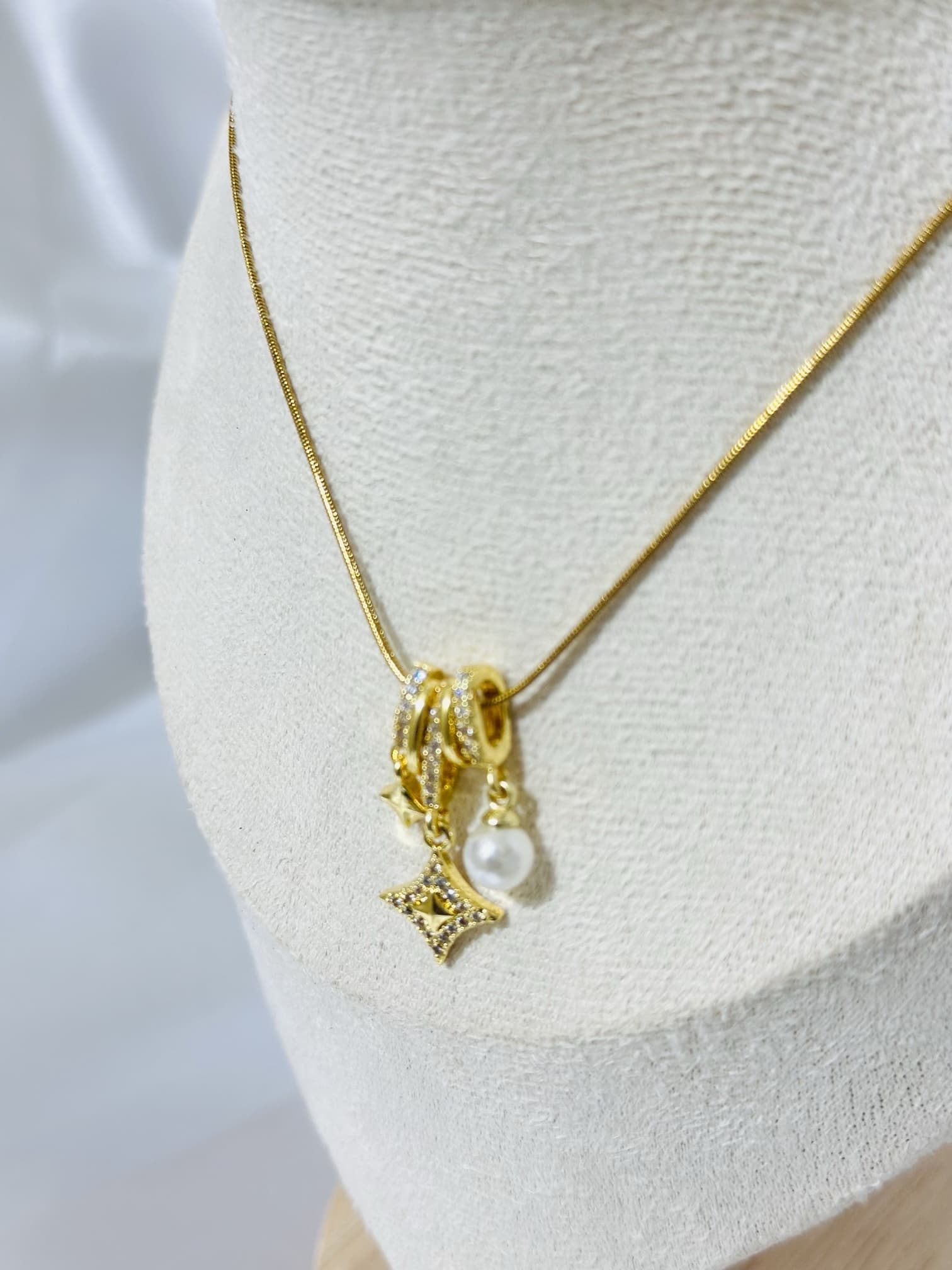 Anti Tarnish Charm Drop Necklace