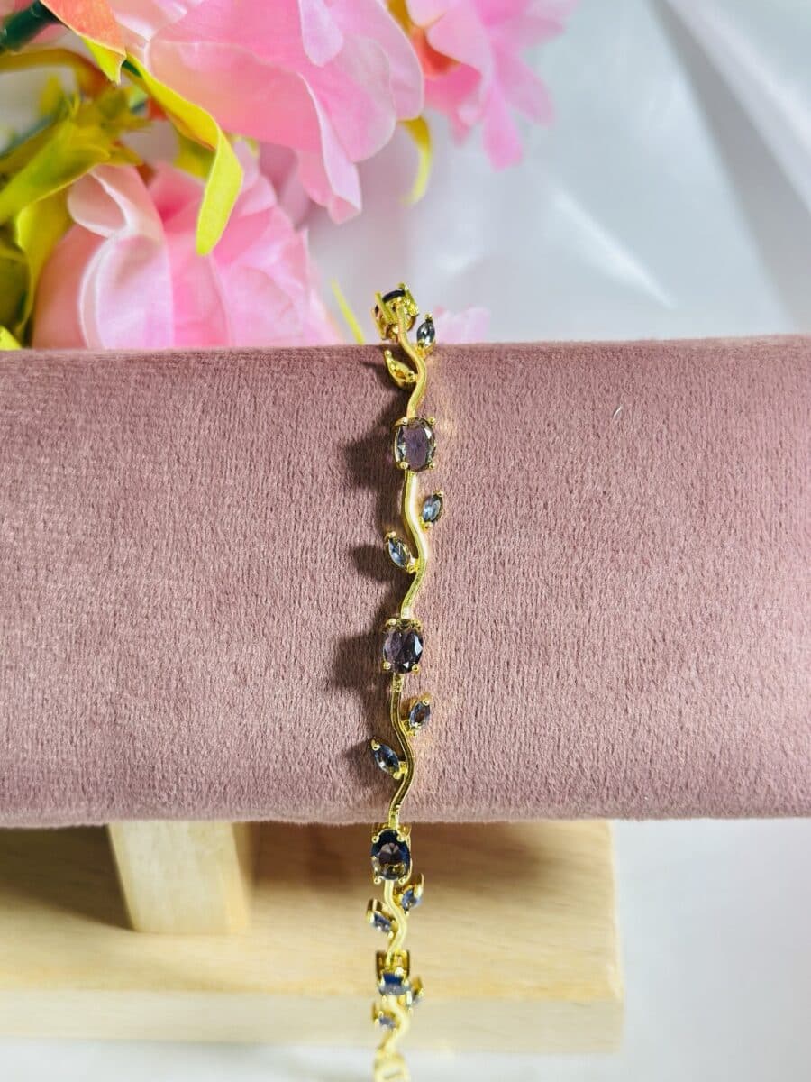 Lavender Tulip Crystal Vine Bracelet
