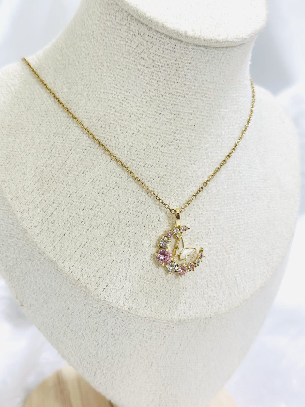 Anti Tarnish Butterfly Moon Theme Necklace