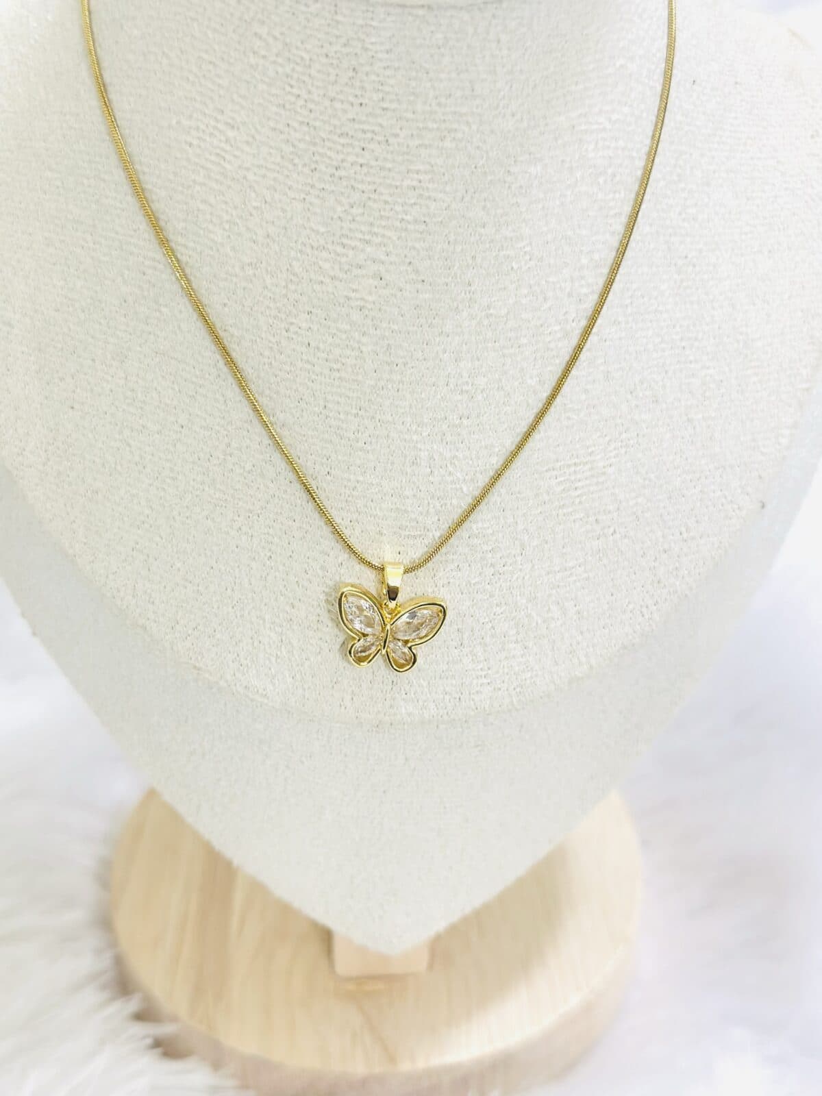 Anti tarnish Crystal Butterfly Pendant Necklace