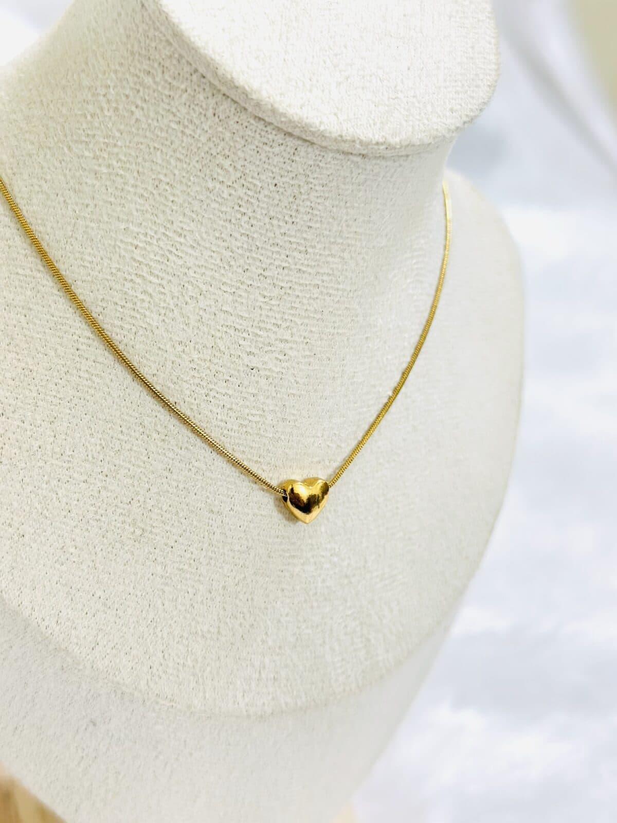 Anti Tarnish Puffed Heart Necklace