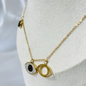 Anti Tarnish Evil Eye Drop black Necklace