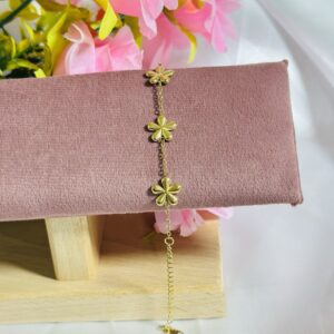 Anti Tarnish Golden Daisy Charm Bracelet