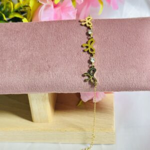 Anti Tarnish Butterfly Crystal Charm Bracelet