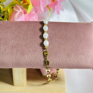 Anti Tarnish Pearl Drop Chain Bracelet